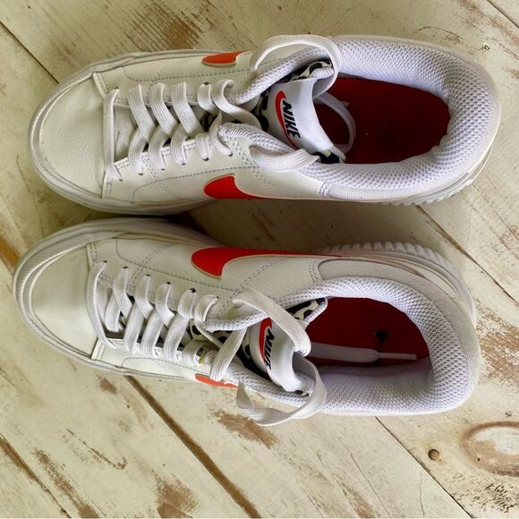 NIKE Court Legacy Lift sneakers orange coral swoosh women's sz 7 EUC streetwear - Picture 12 of 14